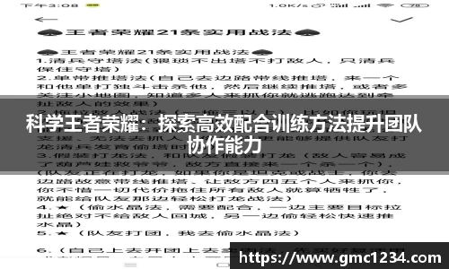 科学王者荣耀：探索高效配合训练方法提升团队协作能力