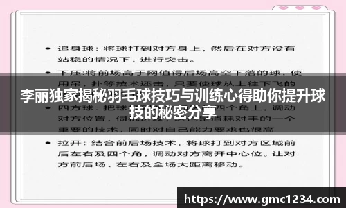 李丽独家揭秘羽毛球技巧与训练心得助你提升球技的秘密分享