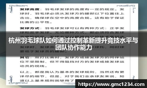 杭州羽毛球队如何通过控制革新提升竞技水平与团队协作能力
